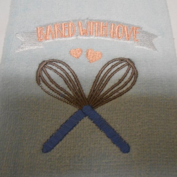 New Embroiderd thick Kitchen Hand Towel says: BAKED WITH LOVE 16X26'' 🎁 - Picture 1 of 11